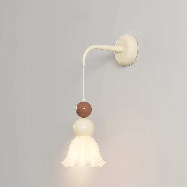 French Hardware Glass Floral Ball 1-Light Wall Sconce Lamp