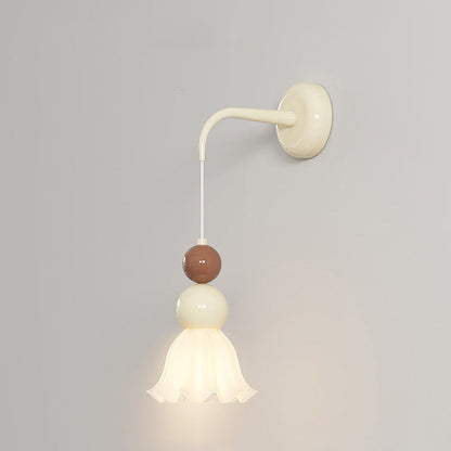 French Hardware Glass Floral Ball 1-Light Wall Sconce Lamp