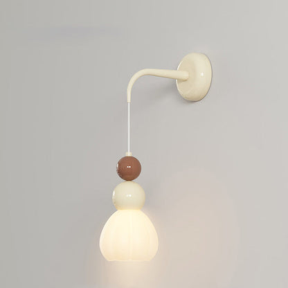 French Hardware Glass Floral Ball 1-Light Wall Sconce Lamp