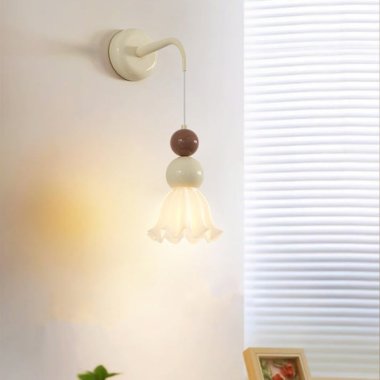 French Hardware Glass Floral Ball 1-Light Wall Sconce Lamp