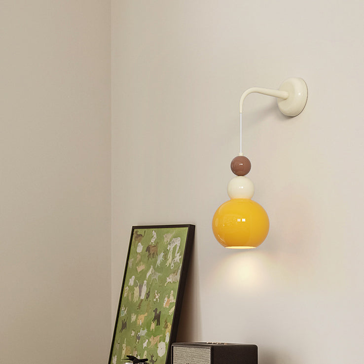 French Hardware Glass Floral Ball 1-Light Wall Sconce Lamp