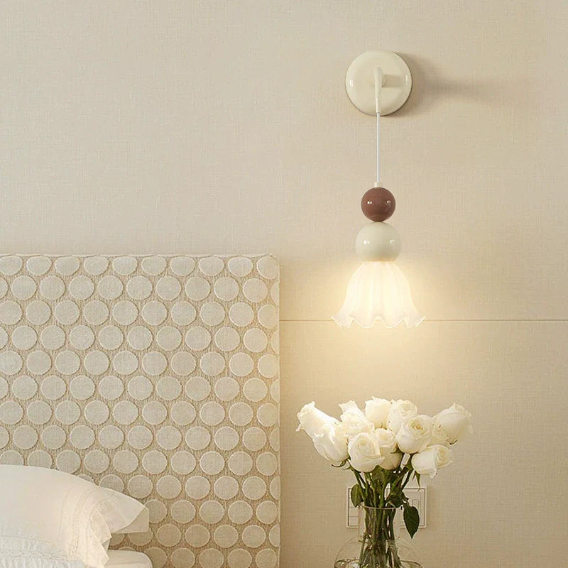 French Hardware Glass Floral Ball 1-Light Wall Sconce Lamp