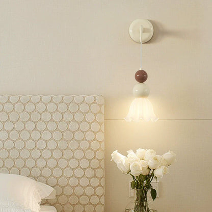 French Hardware Glass Floral Ball 1-Light Wall Sconce Lamp