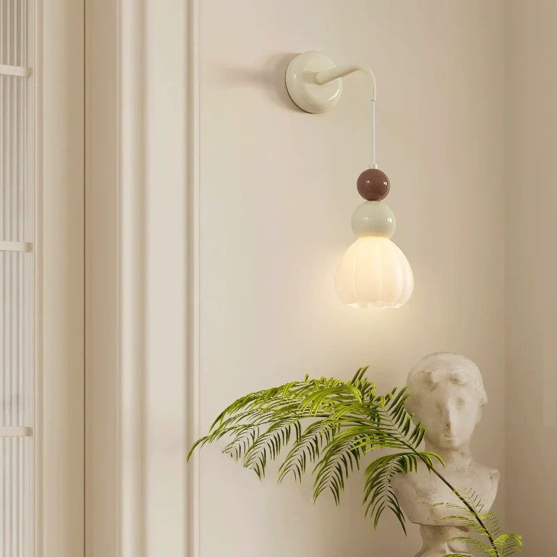 French Hardware Glass Floral Ball 1-Light Wall Sconce Lamp