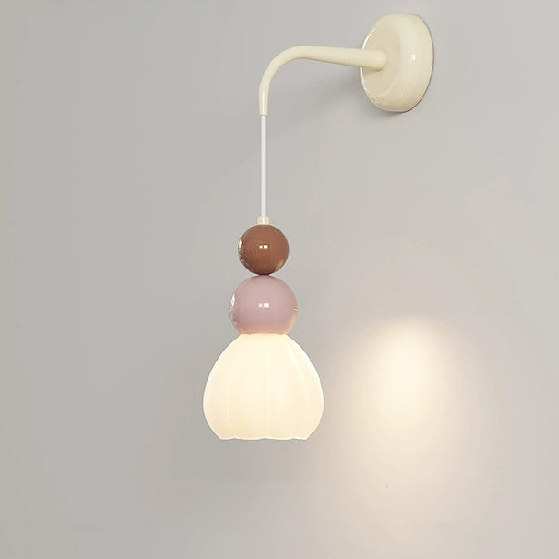 French Hardware Glass Floral Ball 1-Light Wall Sconce Lamp
