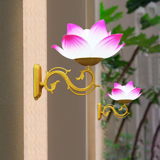 Chinese Plastic Aluminum Lotus 1-Light Wall Sconce Lamp