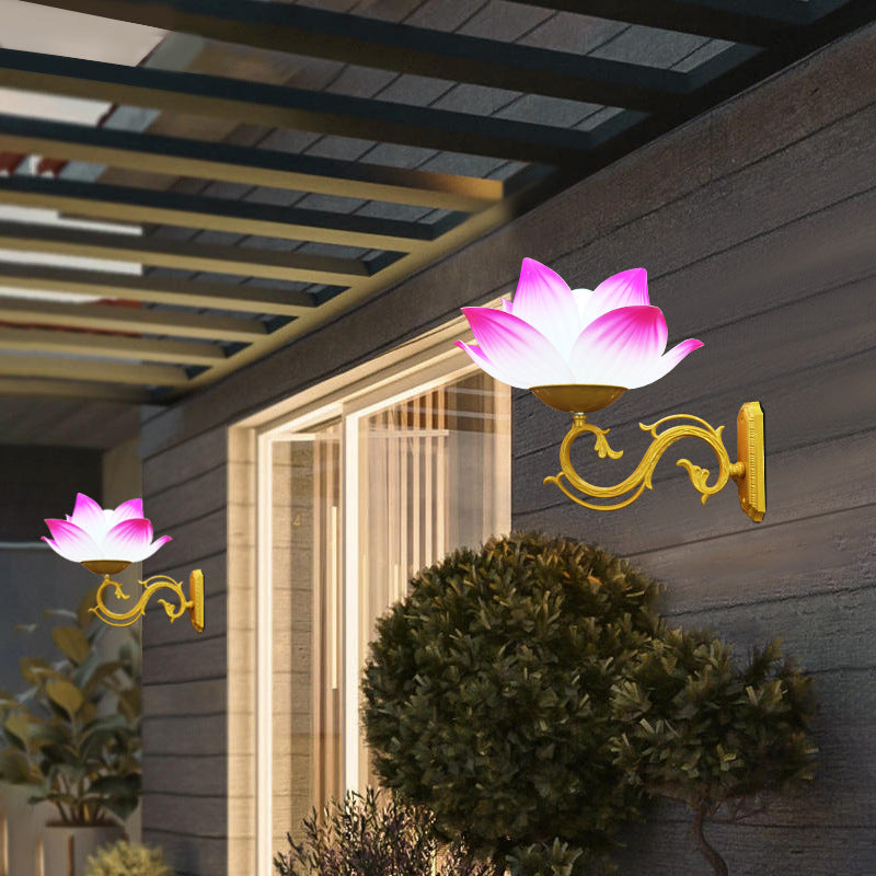 Chinese Plastic Aluminum Lotus 1-Light Wall Sconce Lamp