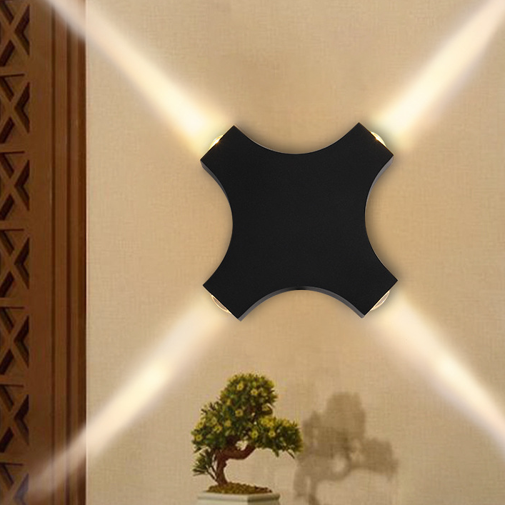 Waterproof Aluminum Crosshair Star LED Wall Sconce Lamp