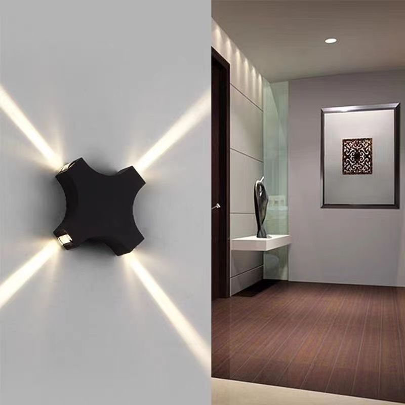 Waterproof Aluminum Crosshair Star LED Wall Sconce Lamp