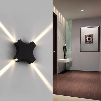 Waterproof Aluminum Crosshair Star LED Wall Sconce Lamp