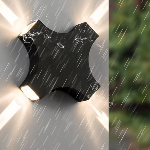 Waterproof Aluminum Crosshair Star LED Wall Sconce Lamp