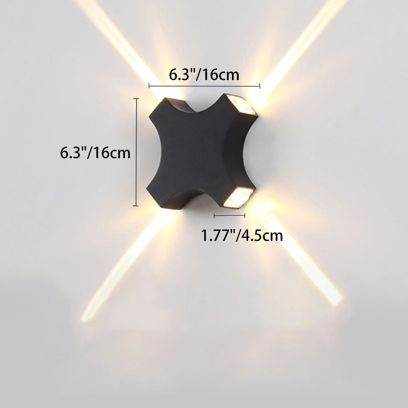 Waterproof Aluminum Crosshair Star LED Wall Sconce Lamp