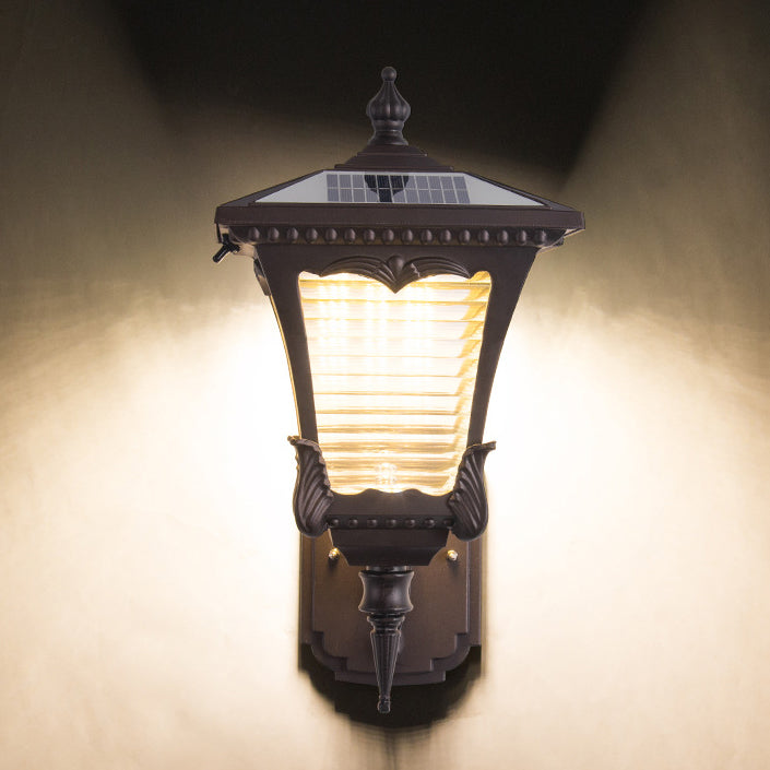 Solar Quadrilateral Striped Lantern LED Wall Sconce Lamp