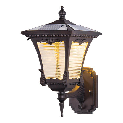 Solar Quadrilateral Striped Lantern LED Wall Sconce Lamp