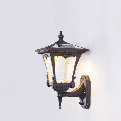 Solar Quadrilateral Striped Lantern LED Wall Sconce Lamp