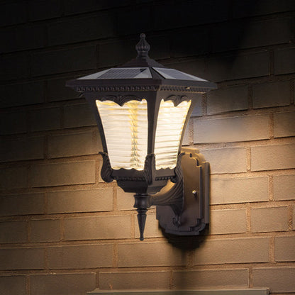 Solar Quadrilateral Striped Lantern LED Wall Sconce Lamp