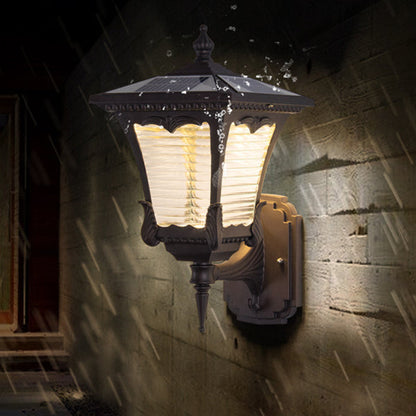 Solar Quadrilateral Striped Lantern LED Wall Sconce Lamp