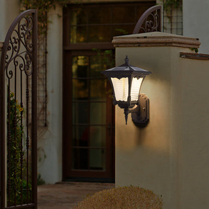 Solar Quadrilateral Striped Lantern LED Wall Sconce Lamp