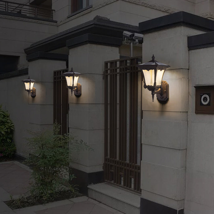 Solar Quadrilateral Striped Lantern LED Wall Sconce Lamp