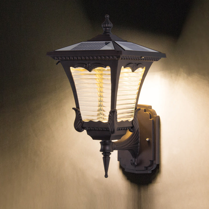 Solar Quadrilateral Striped Lantern LED Wall Sconce Lamp