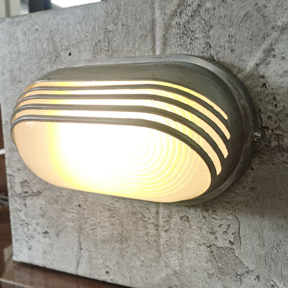 Waterproof Frosted Oval Striped 1-Light Wall Sconce Lamp
