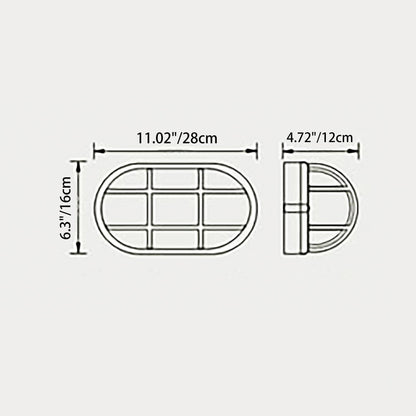 Waterproof Frosted Oval Striped 1-Light Wall Sconce Lamp
