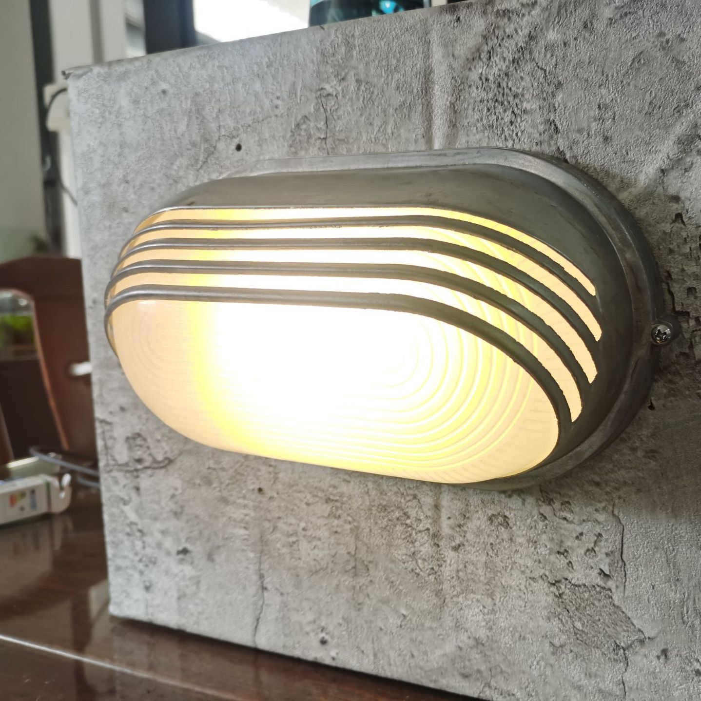 Waterproof Frosted Oval Striped 1-Light Wall Sconce Lamp