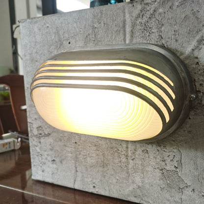 Waterproof Frosted Oval Striped 1-Light Wall Sconce Lamp