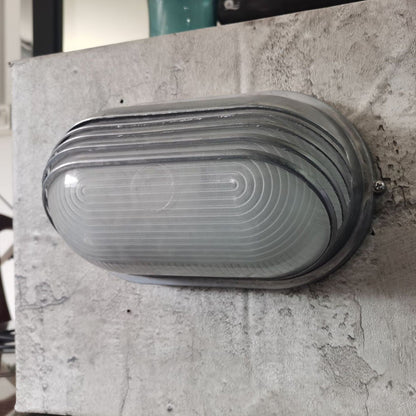 Waterproof Frosted Oval Striped 1-Light Wall Sconce Lamp