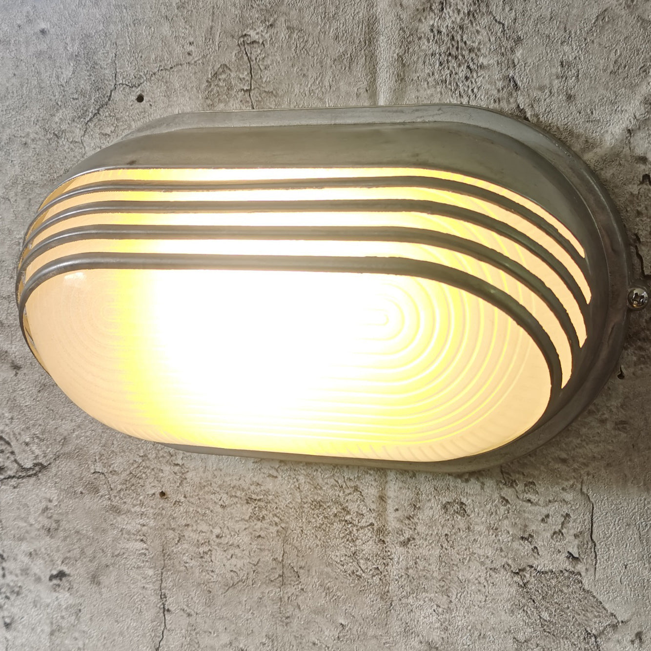 Waterproof Frosted Oval Striped 1-Light Wall Sconce Lamp