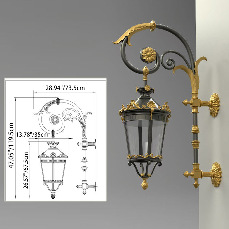 Waterproof Glass Lantern Carved LED Wall Sconce Lamp