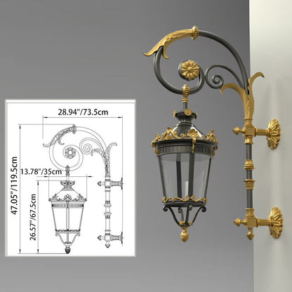 Waterproof Glass Lantern Carved LED Wall Sconce Lamp