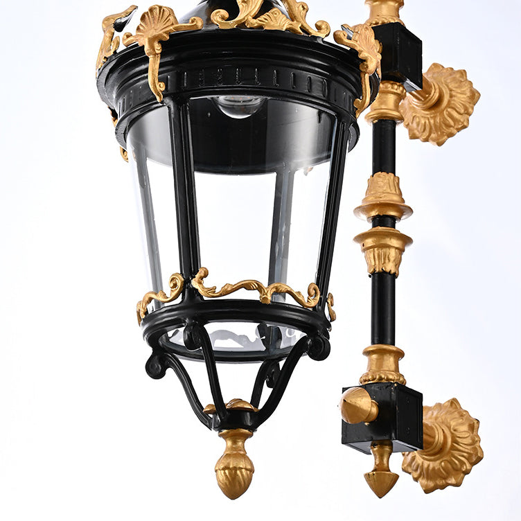 Waterproof Glass Lantern Carved LED Wall Sconce Lamp