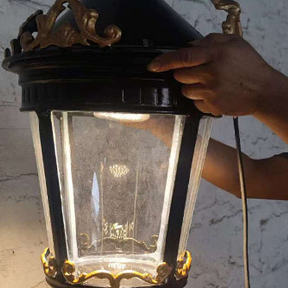 Waterproof Glass Lantern Carved LED Wall Sconce Lamp