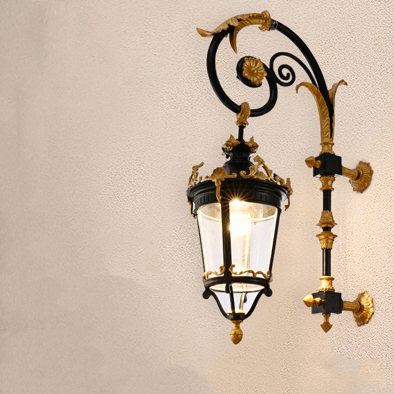 Waterproof Glass Lantern Carved LED Wall Sconce Lamp