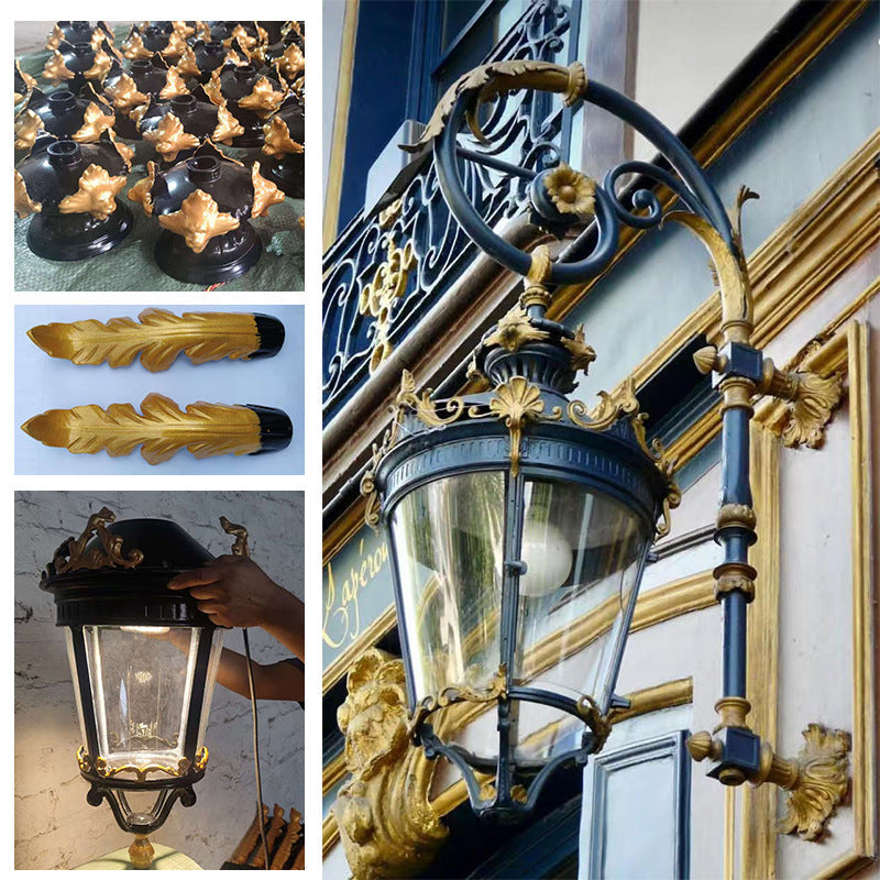 Waterproof Glass Lantern Carved LED Wall Sconce Lamp