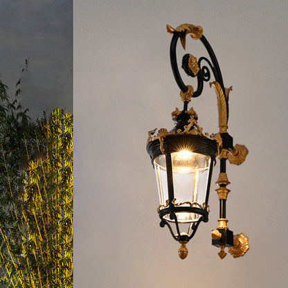 Waterproof Glass Lantern Carved LED Wall Sconce Lamp