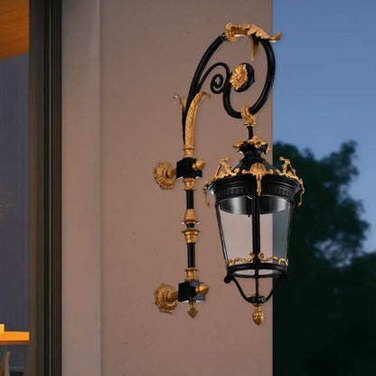 Waterproof Glass Lantern Carved LED Wall Sconce Lamp