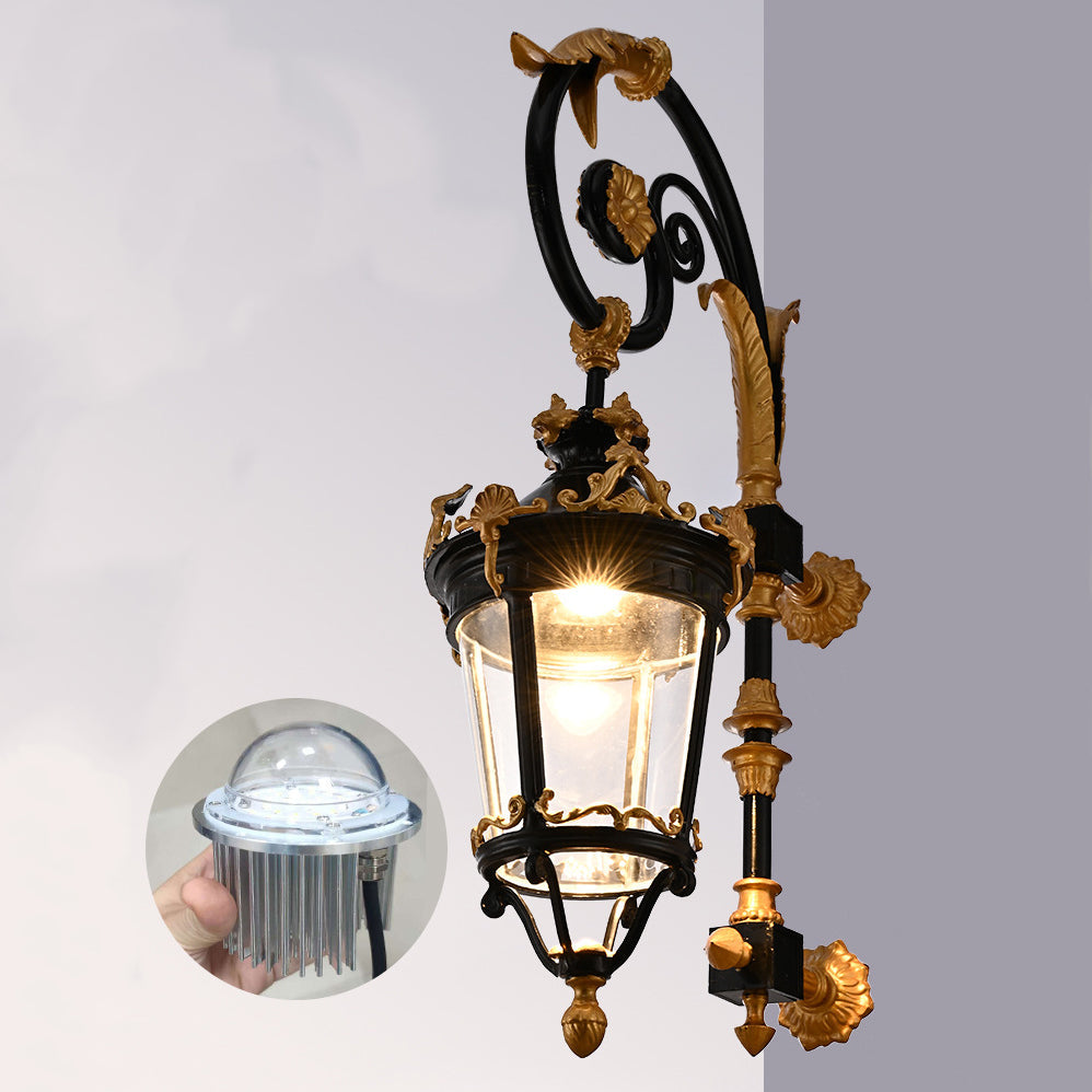Waterproof Glass Lantern Carved LED Wall Sconce Lamp