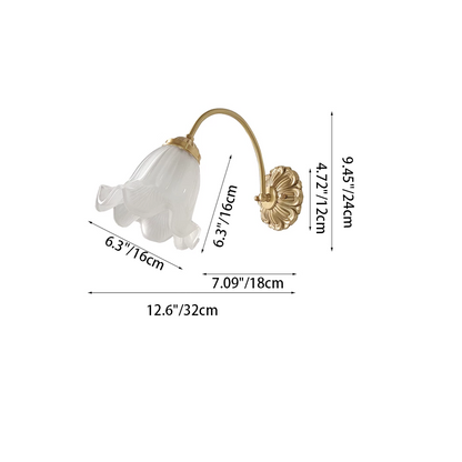 European Floral Copper Glass 1-Light Wall Sconce Lamp