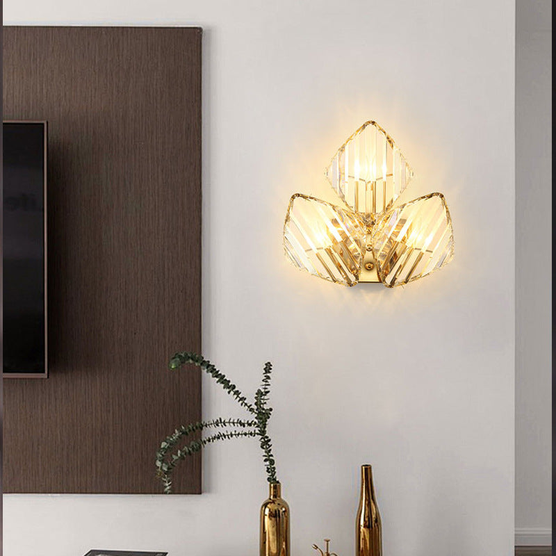 Metal Acrylic Diamond-Pattern 1/2/3-Light Wall Sconce Lamp