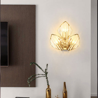 Metal Acrylic Diamond-Pattern 1/2/3-Light Wall Sconce Lamp