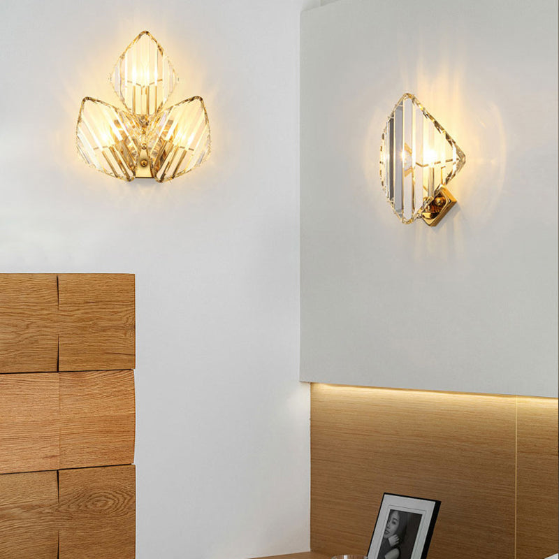 Metal Acrylic Diamond-Pattern 1/2/3-Light Wall Sconce Lamp