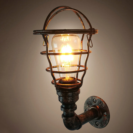 Iron European Retro Water Pipe 1-Light Wall Sconce Lamp