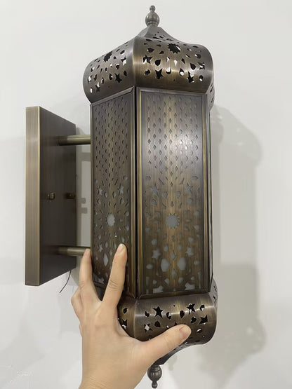Hollowed Column Copper Moroccan 1-Light Wall Sconce Lamp