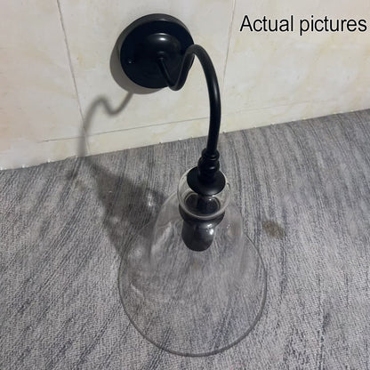 Vintage Clear Glass Bell 1-Light Wall Sconce Lamp