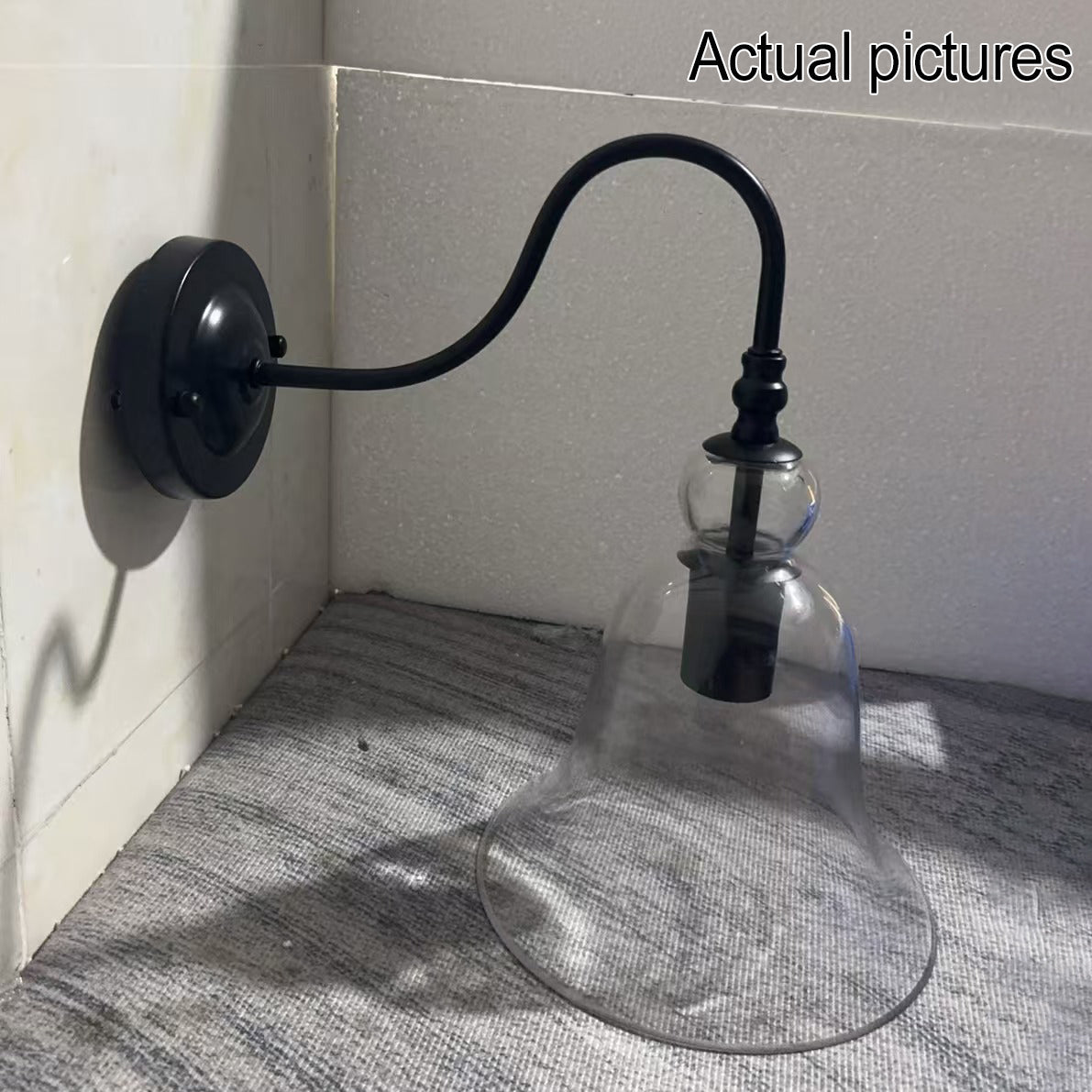 Vintage Clear Glass Bell 1-Light Wall Sconce Lamp
