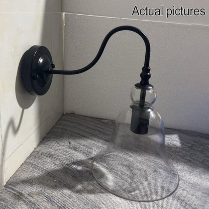 Vintage Clear Glass Bell 1-Light Wall Sconce Lamp
