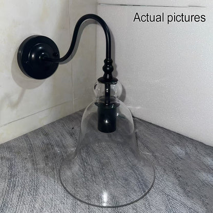 Vintage Clear Glass Bell 1-Light Wall Sconce Lamp