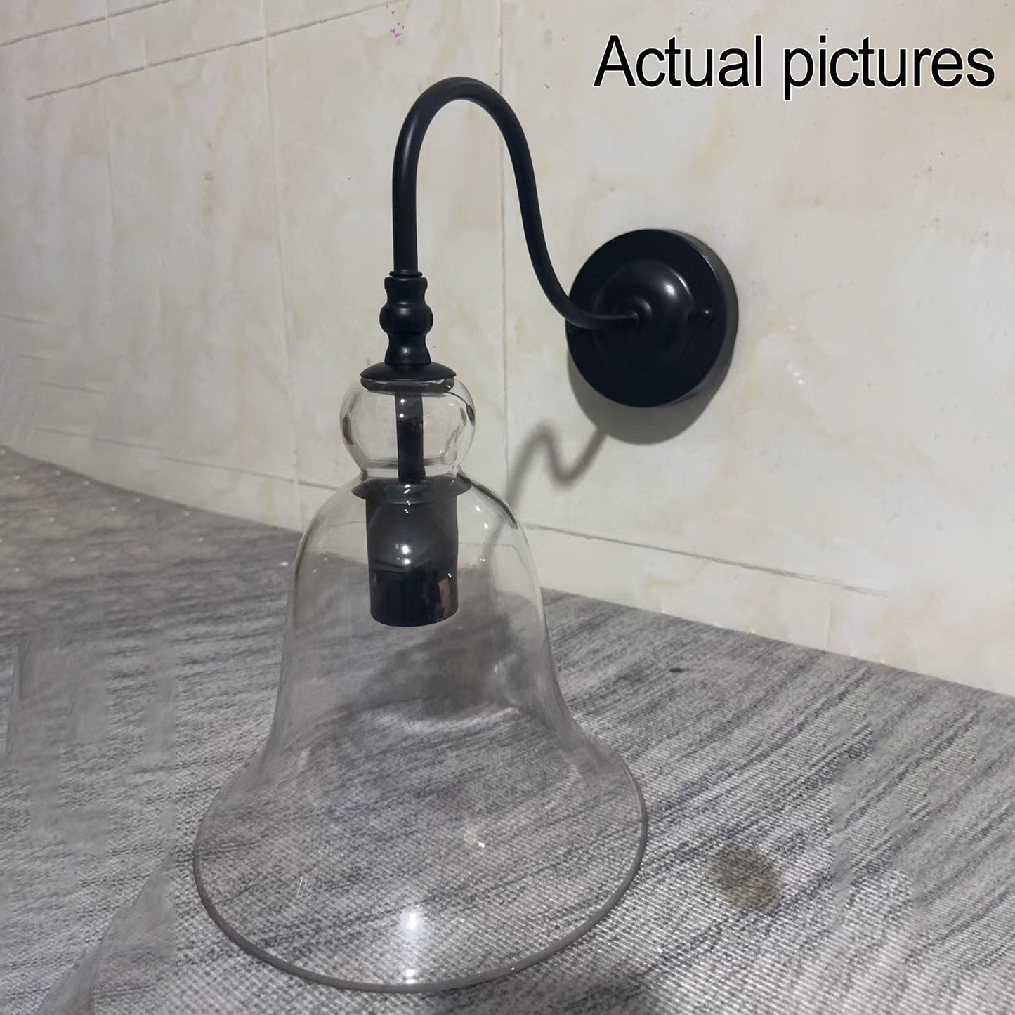 Vintage Clear Glass Bell 1-Light Wall Sconce Lamp